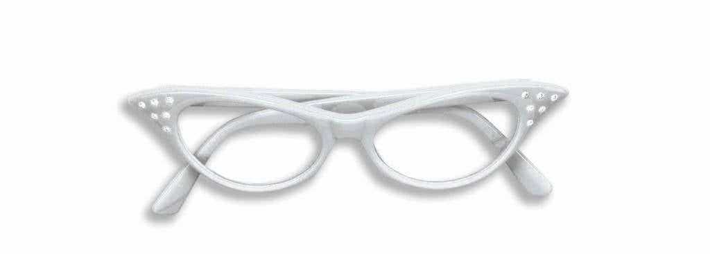 White 50&#39;s Rhinestone Glasses