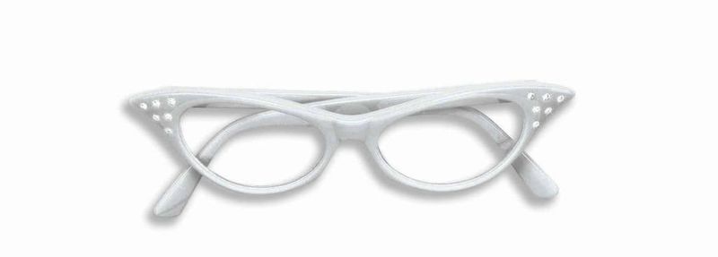 White 50&#39;s Rhinestone Glasses