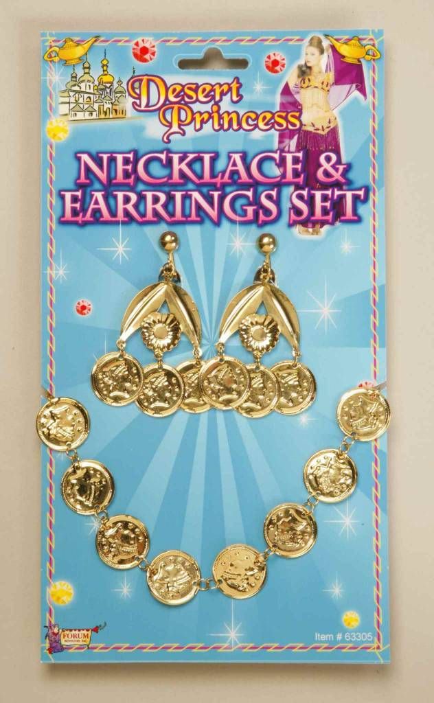 Gold Coin Earrings and Neckalce Set
