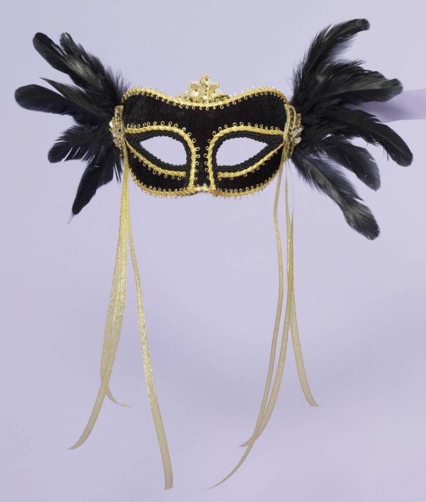 Black Feathered Venetian Mask