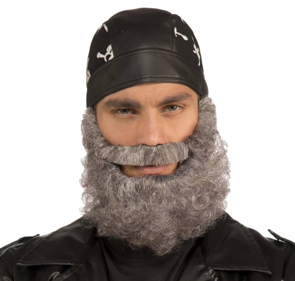 Curly Grey Beard   With Moustache