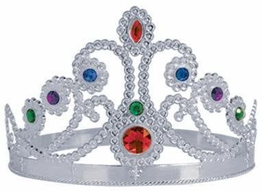 Silver Adjustable Jewel Plastic Queen Crown