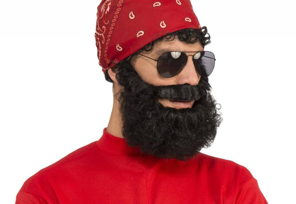 Curly Brown Beard W/Moustache