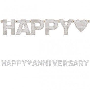Happy Anniversary Banner Silver