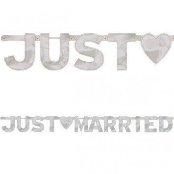 Just Married Silver Banner