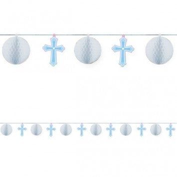 Sweet Christening Blue Paper Honeycomb Trimmer