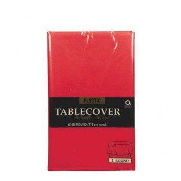 Apple Red Round Plastic Tablecover 84&quot;