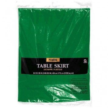 Festive Green Solid Color Plastic Table Skirt