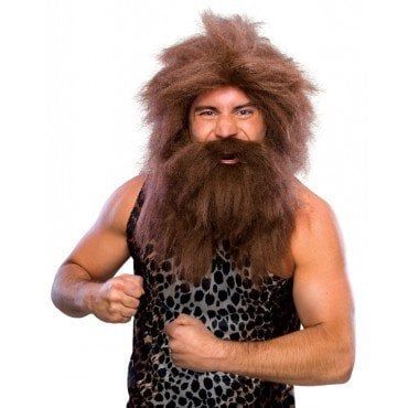 Pre-historic Beard and Brown Wig