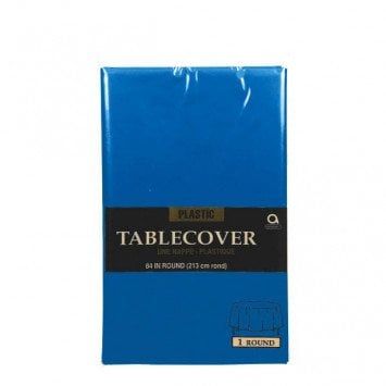 Bright Royal Blue Round  Plastic Tablecover 84&quot;