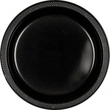 Jet Black 10.25&quot; Plastic Plate (20)