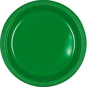 Festive Green 9&quot; Plastic Plate (20)