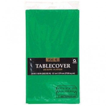 Festive Green Rectangular Plastic Tablecover 54&quot; x 108&quot;