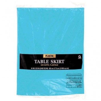 Caribbean Blue Solid Color Plastic Table Skirt