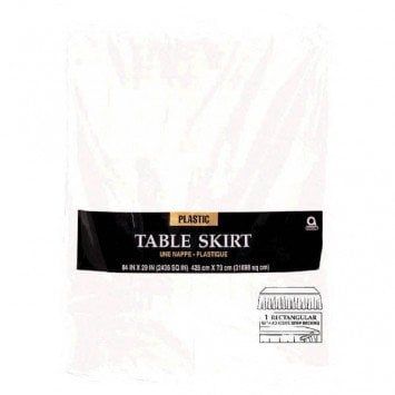 Frosty White Solid Color Plastic Table Skirt