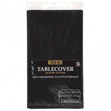 Jet Black Rectangular Plastic Tablecover 54&quot; x 108&quot;