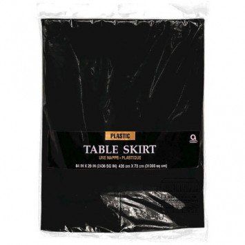 Jet Black Solid Color Plastic Table Skirt