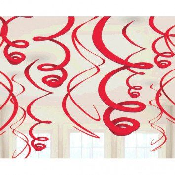 Apple Red Plastic Swirl Decorations (12)