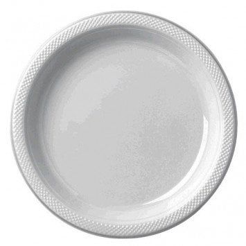 Silver 7&quot; Plastic Plate (20)