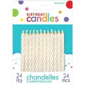 White Candy Stripe Spiral Candles