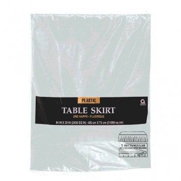 Silver Solid Color Plastic Table Skirt