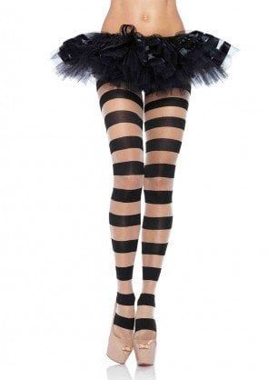 Nude and Black Striped Pantyhose