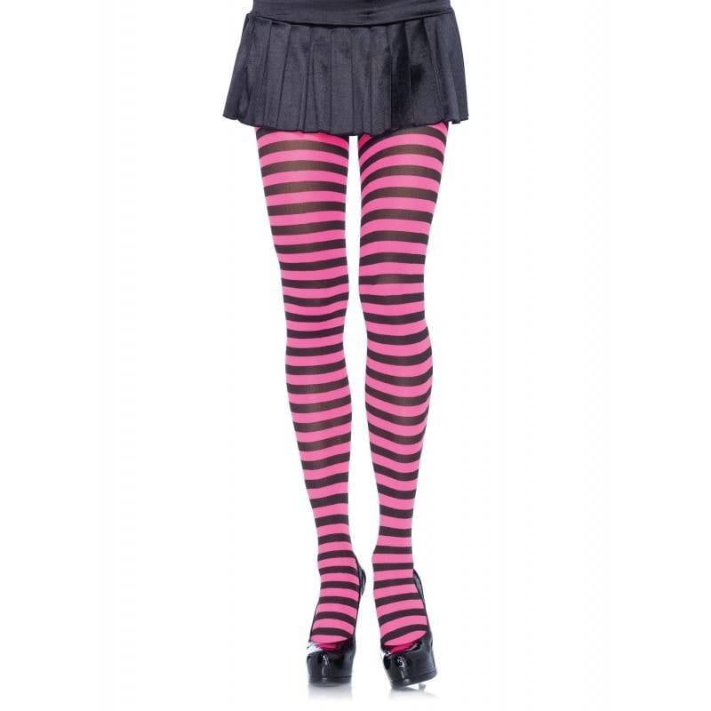 Pink &amp; Black Striped Pantyhose