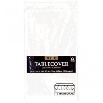 Frosty White Plastic Tablecover 54" x 108"