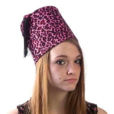 Fez Hat Pink Leopard