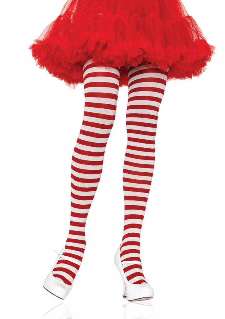 Red &amp; White Striped Pantyhose