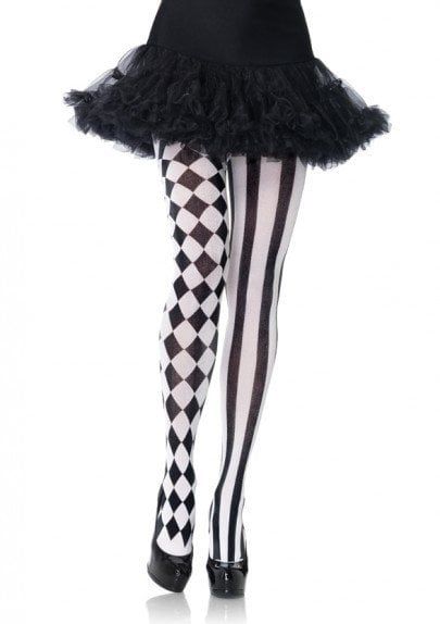 Black &amp; White Harlequin Pantyhose