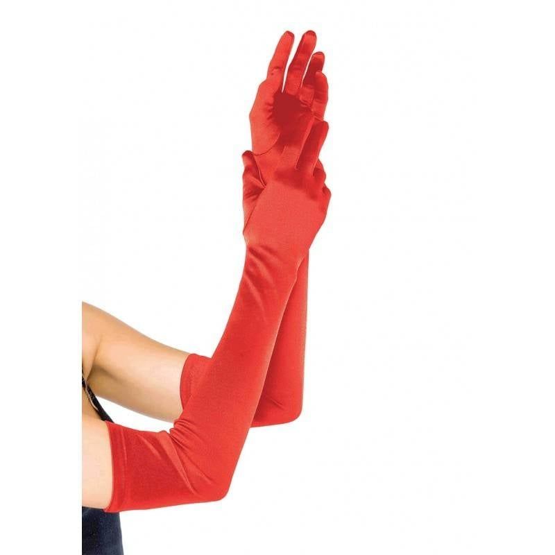 Red Extra Long Satin Gloves
