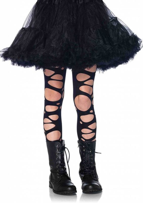 Black Tattered Pantyhose Large (Child Size)