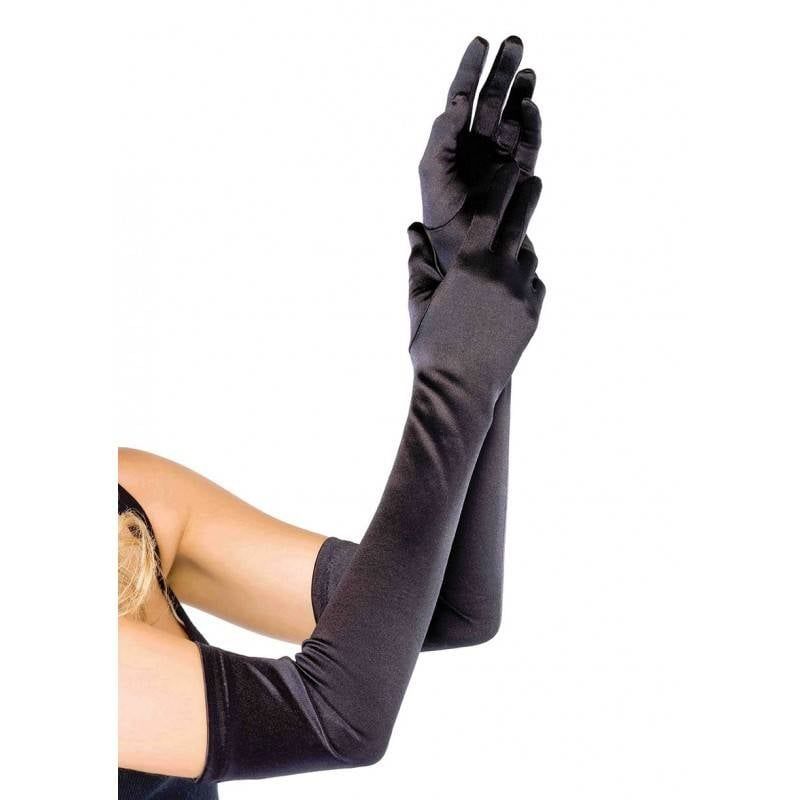 Black Extra Long Satin Gloves