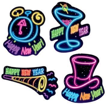 Happy New Year Cutouts Neon Lights