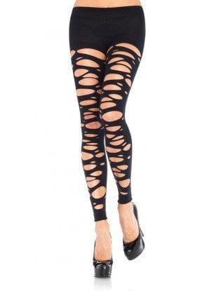 Black Tattered Footless Tights