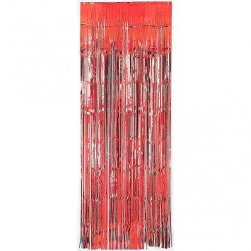 Red Metallic Fringed Table Skirt