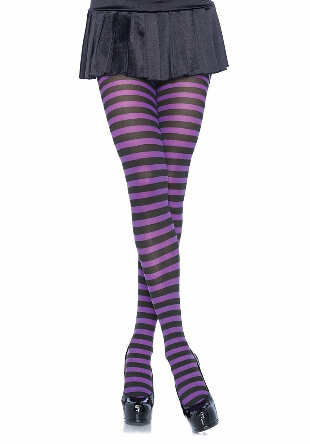 Black &amp; Purple Striped Pantyhose