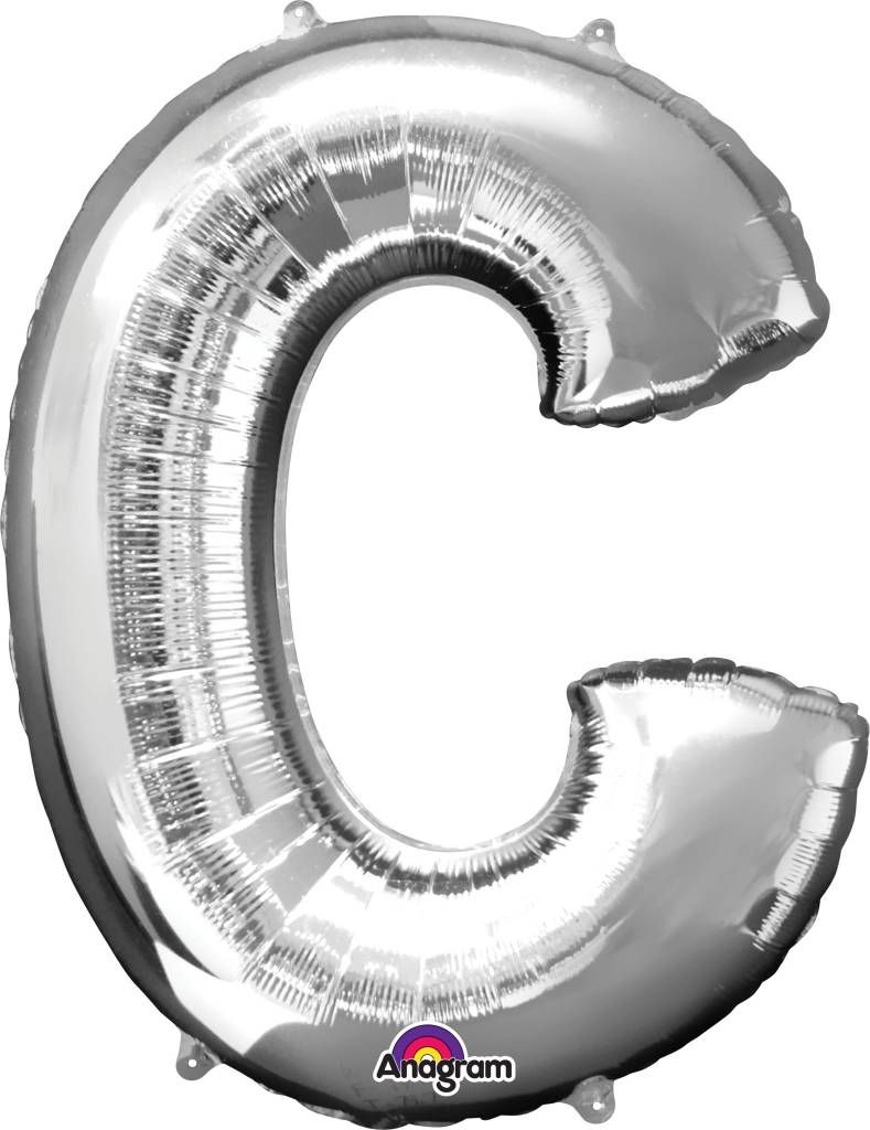 Silver Letter C Mylar 34&quot; Balloon