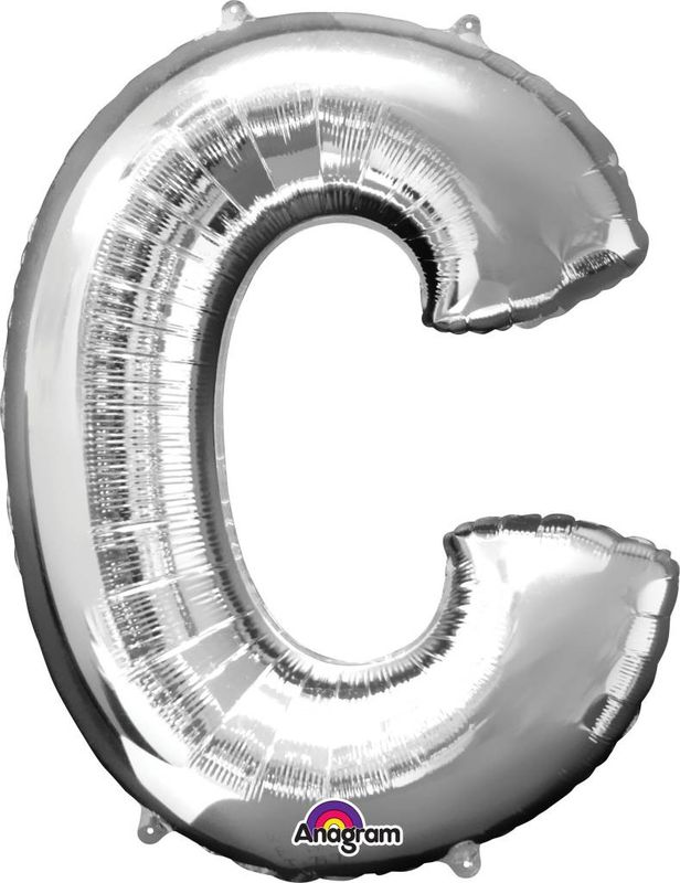 Silver Letter C Mylar 34&quot; Balloon