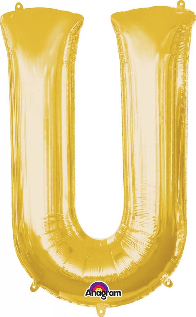 Gold Letter U Mylar 34&quot; Balloon