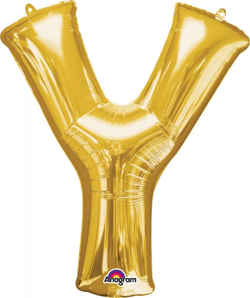 Gold Letter Y Mylar 34&quot; Balloon