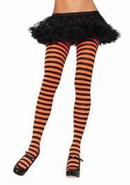 Orange &amp; Black Striped Pantyhose