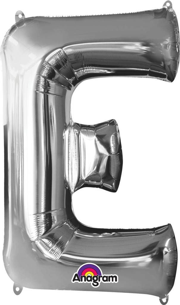 Silver Letter E Mylar 34&quot; Balloon