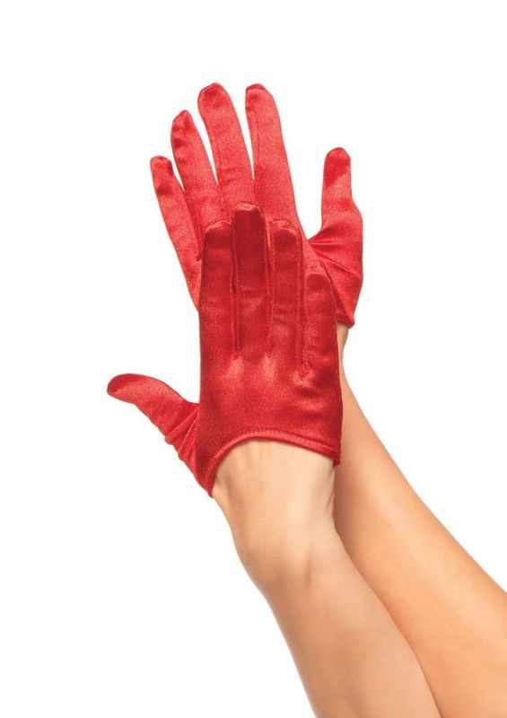 Red Mini Cropped Satin Gloves