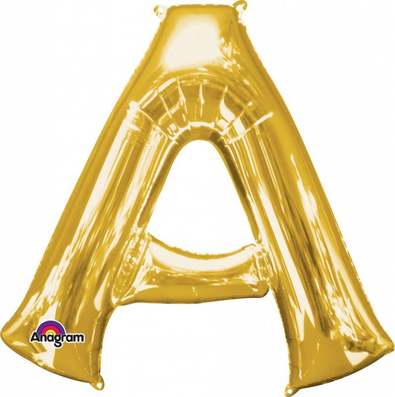 Gold Letter A Mylar 34&quot; Balloon