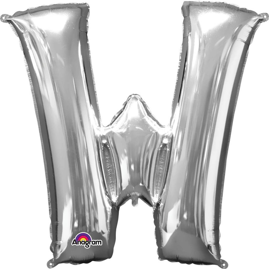 Silver Letter W Mylar 34&quot; Balloon