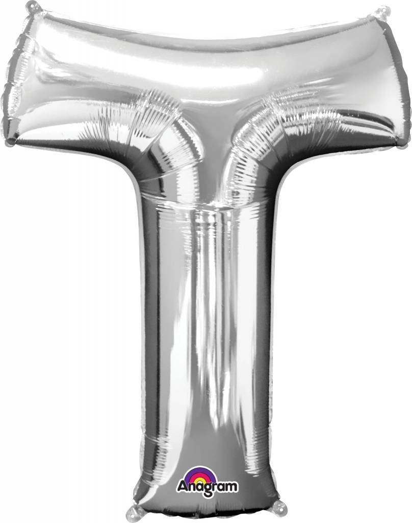 Silver Letter T Mylar 34&quot; Balloon