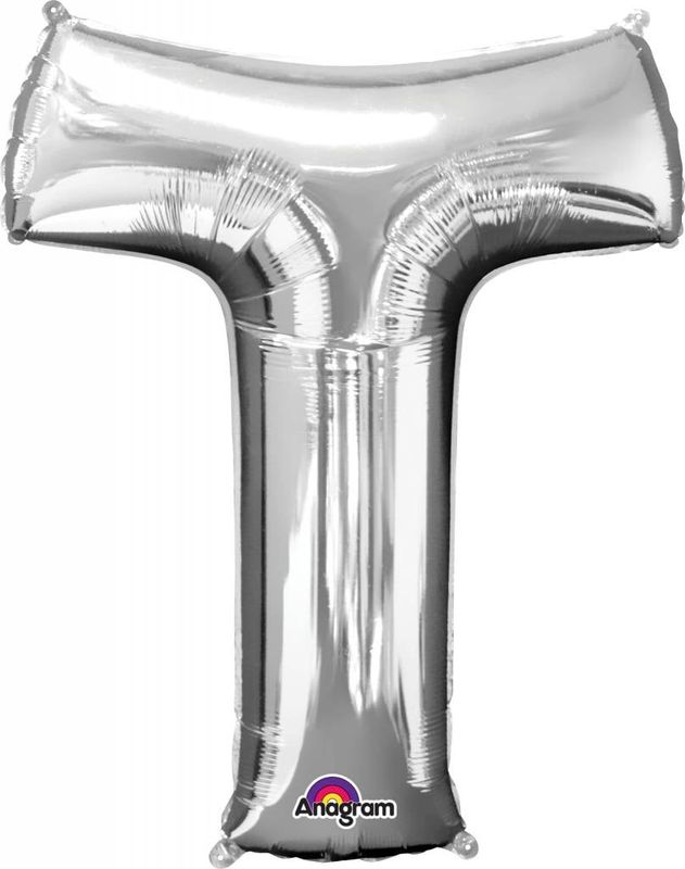 Silver Letter T Mylar 34&quot; Balloon