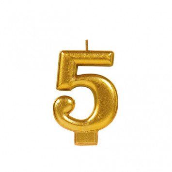 Numeral Metallic Candle #5 - Gold